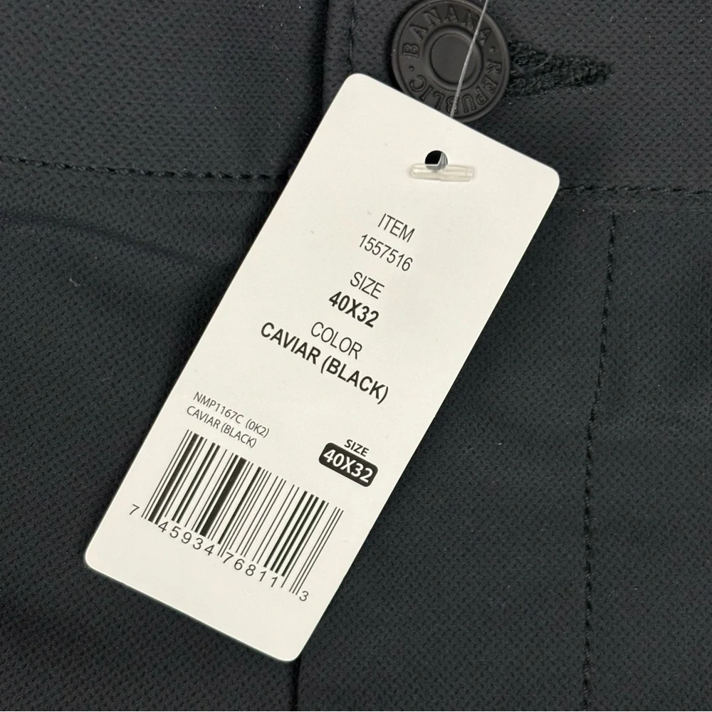 Banana Republic Pants Mens 40X32 Black Flat‎ Front Slim Fit NWT